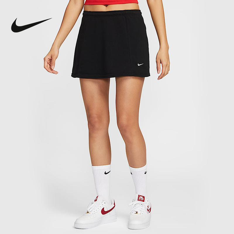 NIKE耐克网球裙女短裙2025夏刺绣小标休闲运动裙半身裙HJ1275-010
