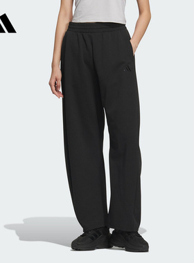 阿迪达斯2025春夏新款女针织长裤运动休闲辣妹香蕉裤直筒裤JZ1582