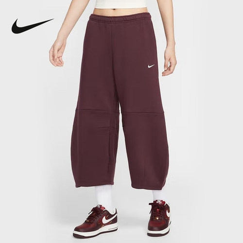 Nike耐克女子秋新款休闲宽松刺绣小勾简约百搭运动长裤IM7475-652