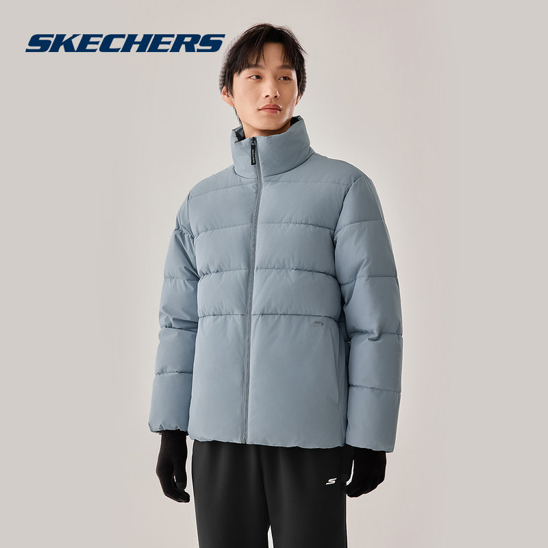 Skechers斯凯奇男士秋冬款立领棉服防泼水休闲运动外套P42
