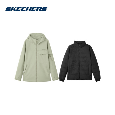SKECHERS斯凯奇2024冬季男款休闲运动羽绒服两件套 L424M033-0403