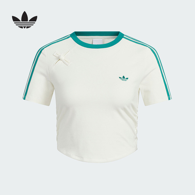 adidas阿迪达斯三叶草新中式露脐抽褶BABY T恤夏秋女短袖KC5852