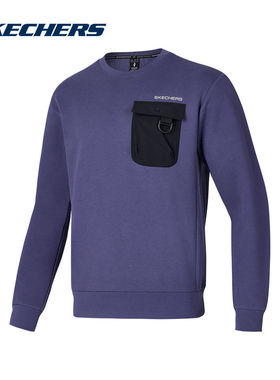 Skechers斯凯奇男士圆领舒适亲肤质感针织套头衫休闲卫衣P125M019