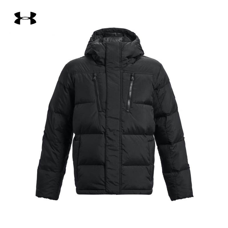UA安德玛羽绒服男CGI DOWN CRINKLE JKT短款连帽外套1378830-001
