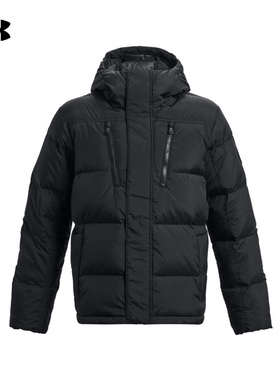 UA安德玛羽绒服男CGI DOWN CRINKLE JKT短款连帽外套1378830-001