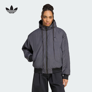 adidas阿迪达斯冬季三叶草保暖双面穿飞行员领运动女短棉服KC1686