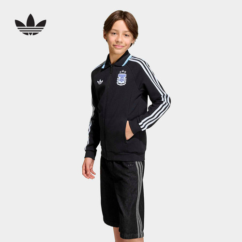 adidas阿迪达斯三叶草阿根廷队客场复古足球夹克外套男大童JZ6286