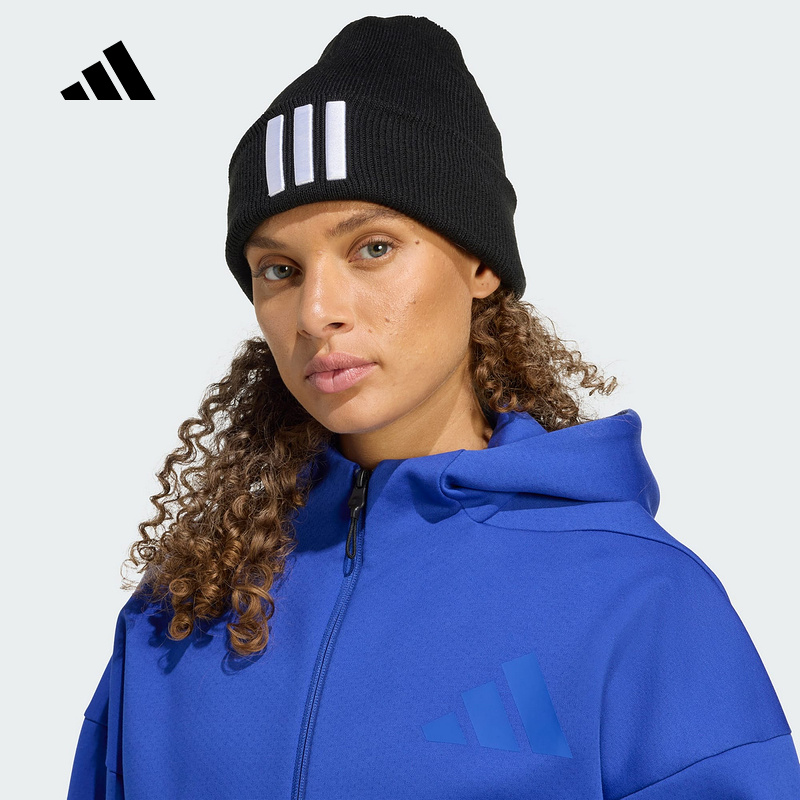 adidas阿迪达斯2025冬中性3-STRIPES三条纹冷帽包头针织帽JM3064