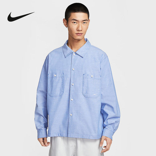 NIKE耐克男子外套秋季新款休闲潮流时尚格子长袖衬衫HV0883-411