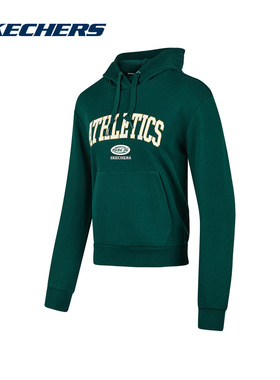 SKECHERS斯凯奇连帽卫衣女休闲运动绿色连帽卫衣 P423W042-00XW
