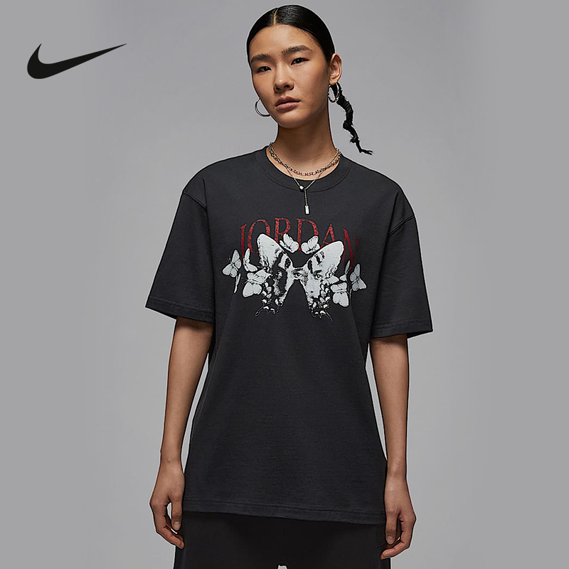 Nike耐克女T恤25夏新款JORDAN图案印花宽松运动棉短袖IB7032-045