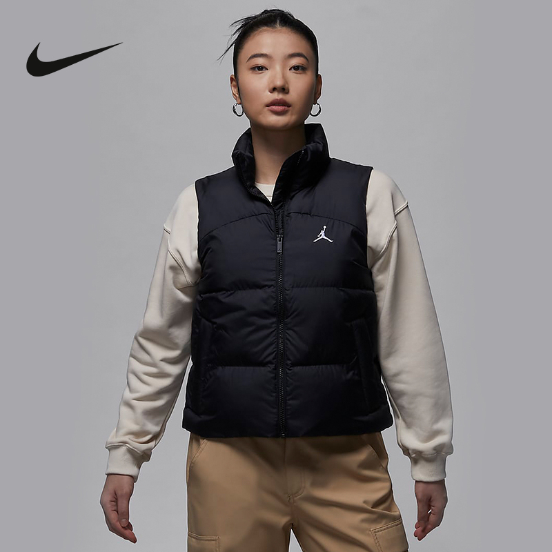 NIKE耐克2025年新款冬季女棉背心休闲运动保暖立领马甲FV7