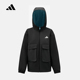 adidas阿迪达斯大口袋连帽外套2026春防风男大童梭织夹克 KG5944