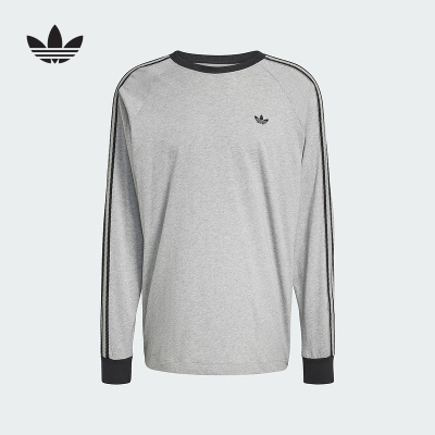 adidas阿迪达斯三叶草休闲纯棉运动长袖春男复古圆领T恤 KV4703