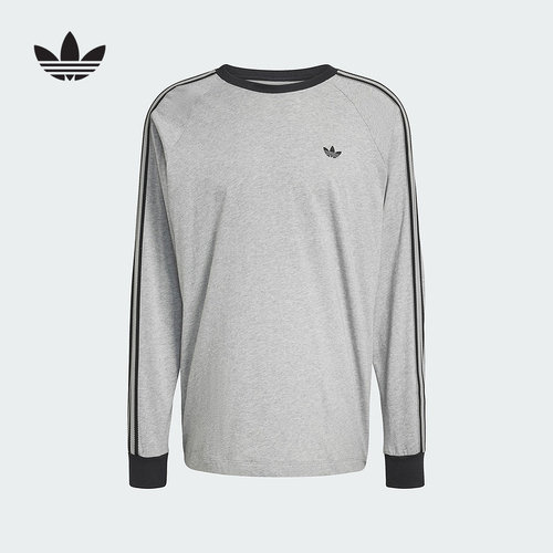 adidas阿迪达斯三叶草休闲棉质运动长袖春男复古圆领T恤 KV4703
