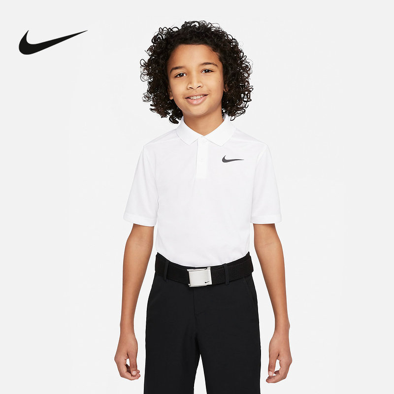 NIKE耐克大童速干高尔夫运动POLO男童短袖翻领T恤秋季 DN1970-100图片