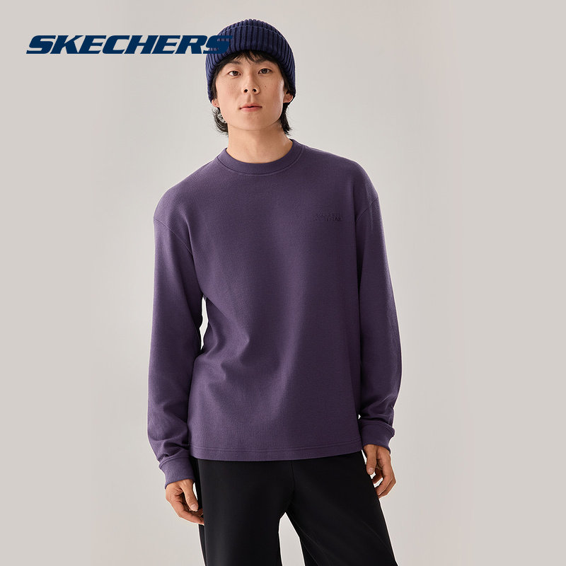 SKECHERS斯凯奇男长袖新款华夫格舒适休闲T恤上衣 P425M191,运动服/休闲服装,运动T恤,淘宝优惠券,粉丝福利购,淘宝优惠卷