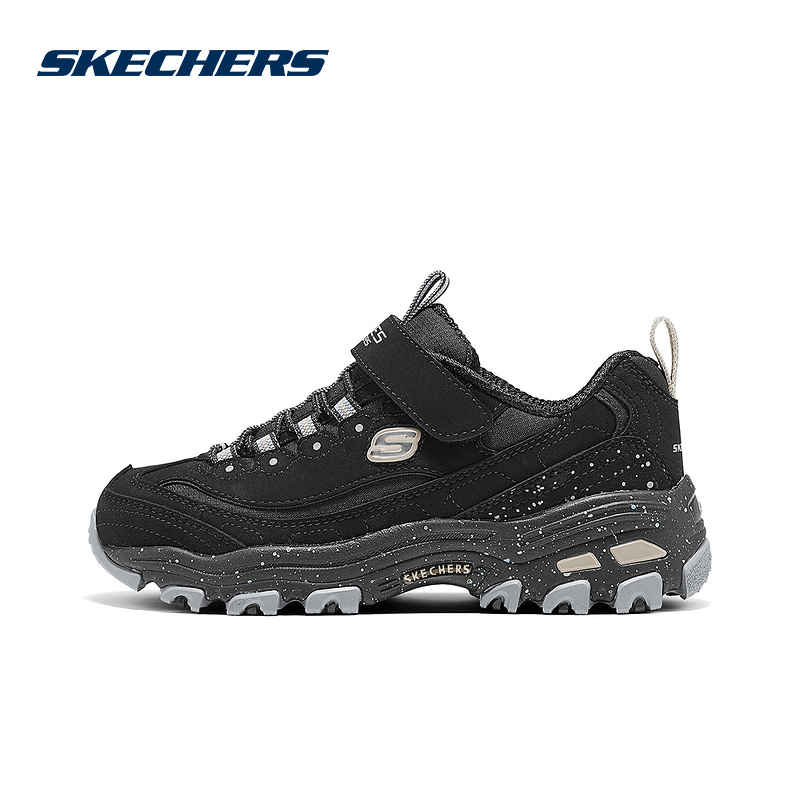 Skechers斯凯奇运动鞋男童魔术贴老爹鞋轻质缓震休闲405327L/BKGY