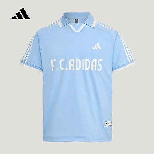 adidas阿迪达斯中性三条纹足球风凉感速干印花短袖POLO衫 LE2624