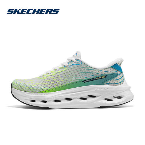 SKECHERS斯凯奇男鞋缓震透气跑步鞋闪穿一脚蹬运动鞋 220425/WGR