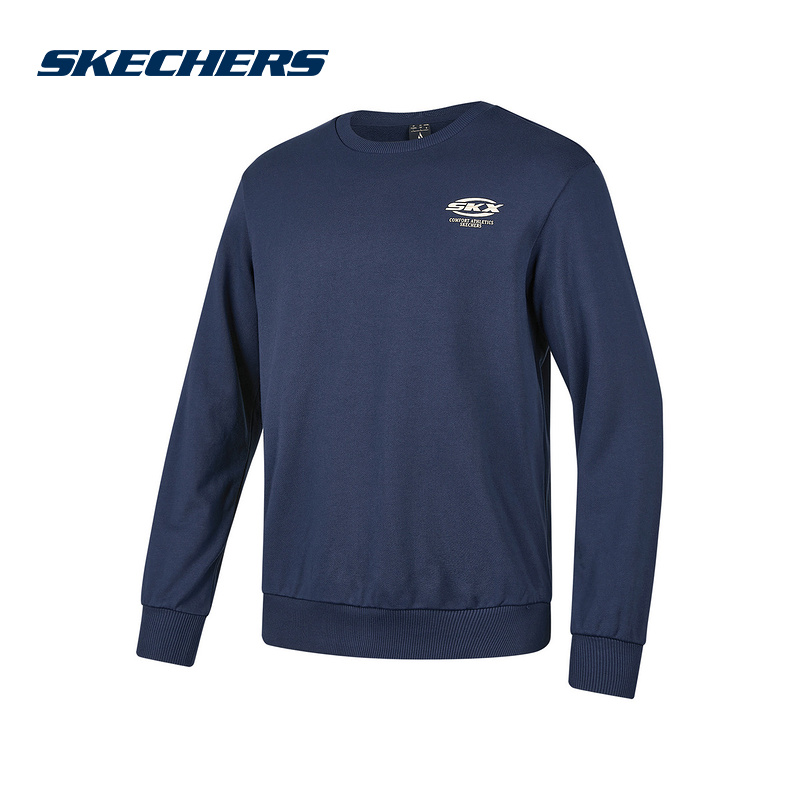 Skechers斯凯奇冬季新款中性印花针织运动套头卫衣 P424U043-002Z