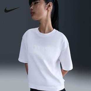 运动T恤HV4956 休闲刺绣小Logo透气短袖 100 新款 Nike耐克女子夏季