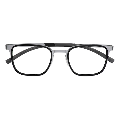 初明银色方框眼镜可配近视男