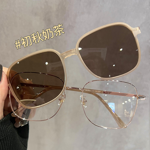磁吸夹片眼镜女近视可配度数超轻偏光墨镜开车专用二一太阳眼镜
