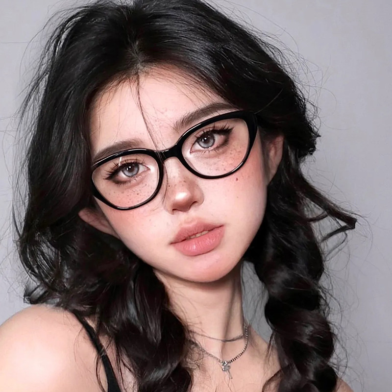 超轻猫型眼黑框眼镜近视可配度数女素颜神器大框显脸小眼睛镜框架,ZIPPO/瑞士军刀/眼镜,定制成品光学镜,淘宝优惠券,粉丝福利购,淘宝优惠卷