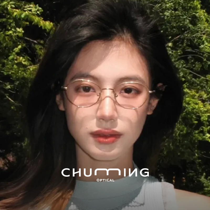 超轻钛架金丝椭圆框眼镜女Edell