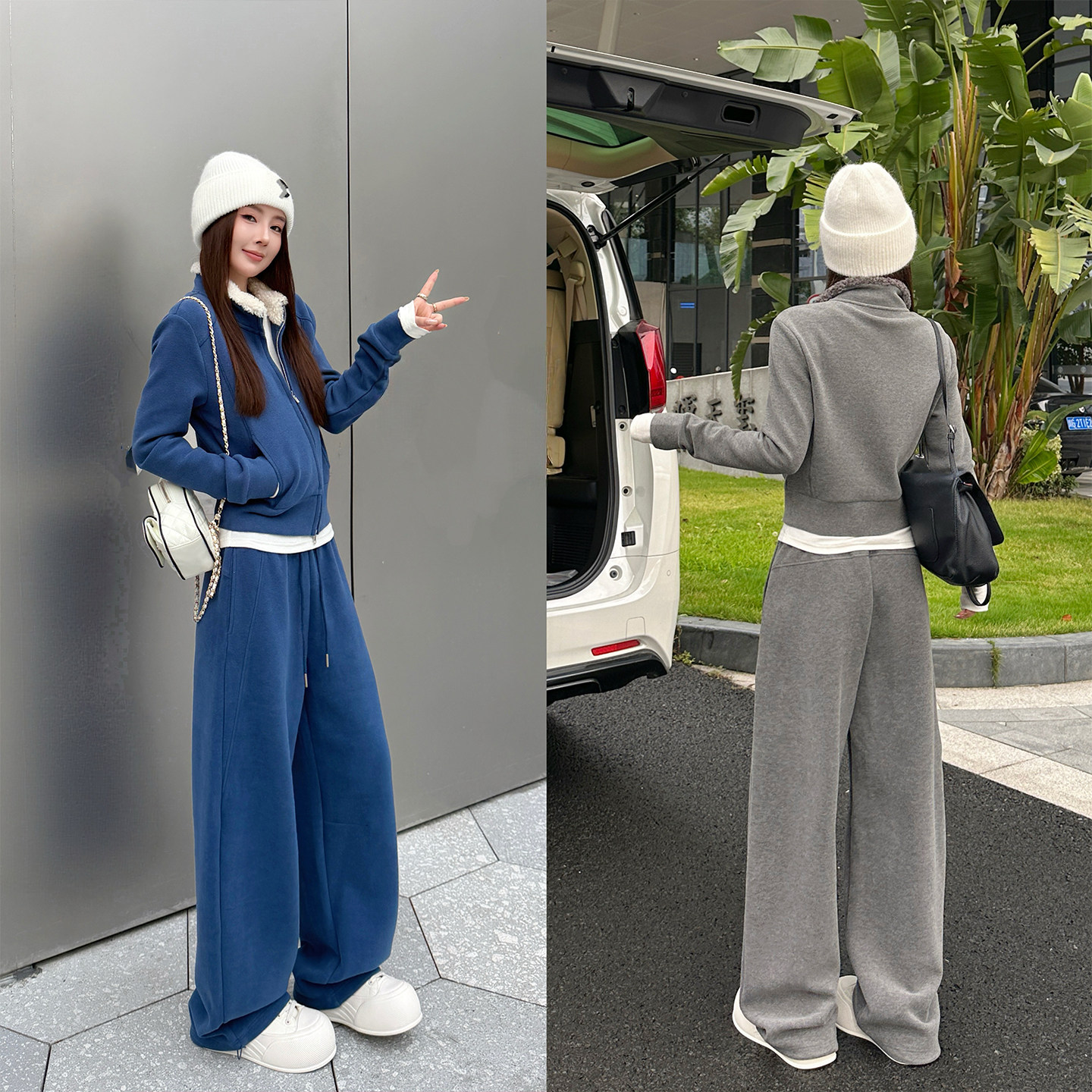 舒适韩系立领上衣+松紧长裤套装