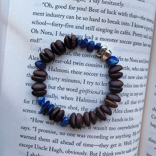 原创设计咖啡豆手串5A天然青金石黑胆石小众高级礼物高颜值手链