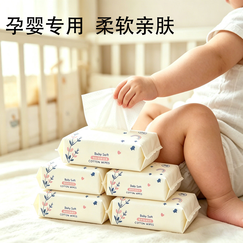 婴儿棉柔巾干湿两用宝宝擦屁屁绵柔纸巾幼儿童洗脸巾新生婴儿专用图片