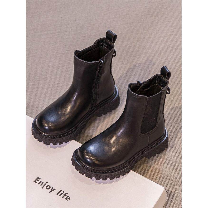 英国DGKP女童马丁靴2025秋冬季新款儿童短靴洋气宝宝加绒真皮靴