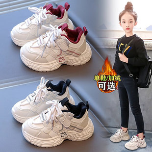 法国Uamtor女童鞋子儿童棉鞋2025新款冬季加绒保暖运动鞋软底白鞋