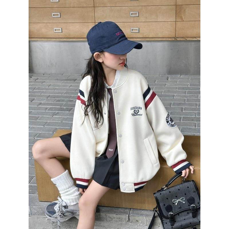 法国Uamtor女童2025秋冬新款韩版外套儿童秋装加厚夹克夹棉棒球服