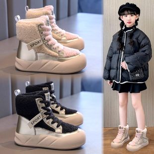 法国Uamtor儿童雪地靴2025冬季新款大童棉靴女童加绒加厚东北棉鞋