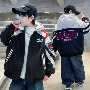 法国BADNUT男童秋冬外套2025新款儿童发夹棉加厚中大童保暖帽棒球