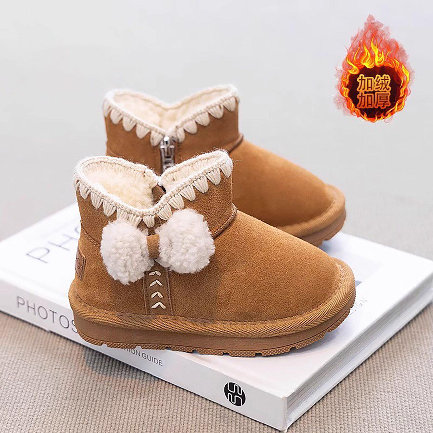 法国Uamtor女童雪地靴2025新款冬季儿童鞋子加绒加厚女孩棉鞋冬鞋,童鞋/婴儿鞋/亲子鞋,雪地靴,淘宝优惠券,粉丝福利购,淘宝优惠卷