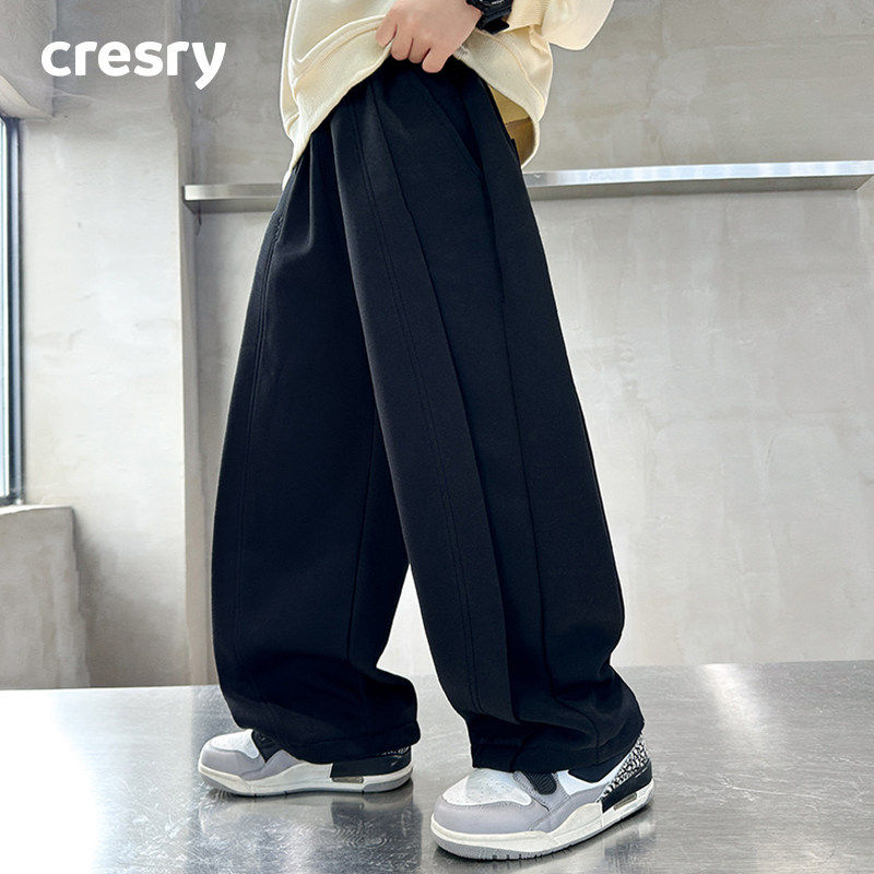 韩国CRESRY童装潮牌男童加绒裤子2025新款秋冬季阔腿弯刀运动卫裤,童装/婴儿装/亲子装,裤子,淘宝优惠券,粉丝福利购,淘宝优惠卷