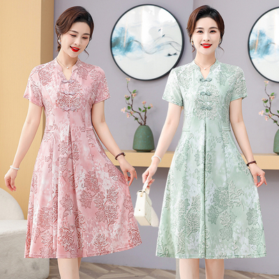 2025夏季新款妈妈连衣裙