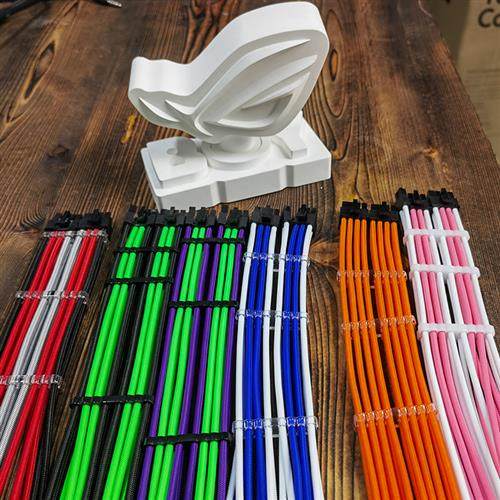 电源全模组定制线海韵华硕长城粉色白色硅胶包网4090显卡线模组线