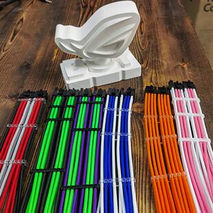 电源全模组定制线海韵华硕长城粉色白色硅胶包网4090显卡线模组线