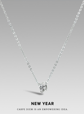 原创冷淡风简约小众双环钻吊坠锁骨链钛钢项链潮女轻奢百搭毛衣链