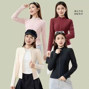 【Tia之夜 大狂欢】高品石墨烯蚕丝加厚立领上衣秋冬拉链瑜伽外套