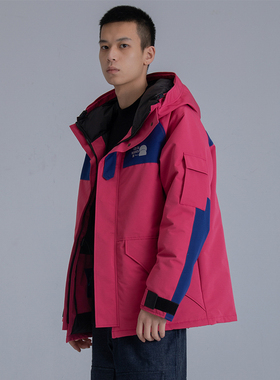 AzureMountain/蔚蓝山脉防寒派克大衣灰鸭绒羽绒服男连帽外套冬