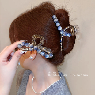高级感水晶闪钻抓夹女大号发抓时尚盘发鲨鱼夹发夹后脑勺2025新款