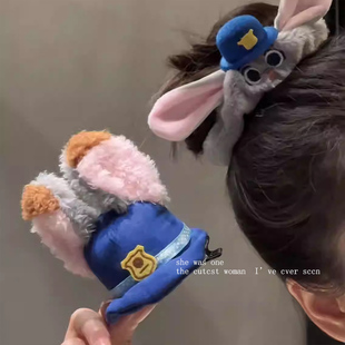 疯狂动物城毛绒发饰尼克狐尼克朱迪发圈发夹新款 超萌可爱侧边夹