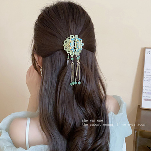 新中式蝴蝶步摇流苏抓夹女古风旗袍汉服盘发夹子2024新款气质发夹