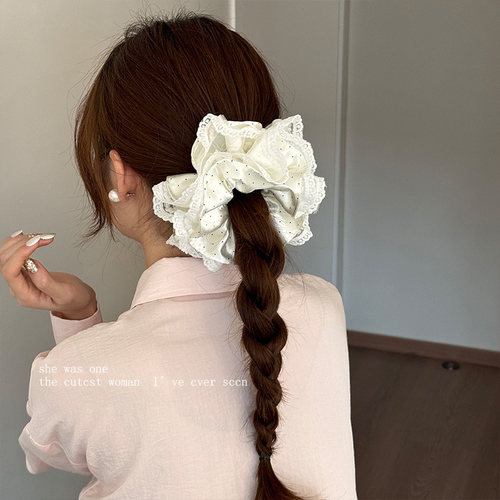 缎面波点蕾丝花边发圈